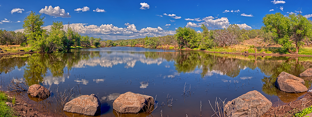 An artificial lake in northern Arizona called Hell's Canyon Tank, north of Paulden, Arizona, United States of America, North America