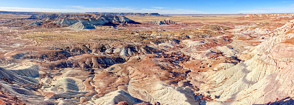 Panorama view of the Petrified Forest National Park from the First Forest Trail, Arizona, United States of America, North America