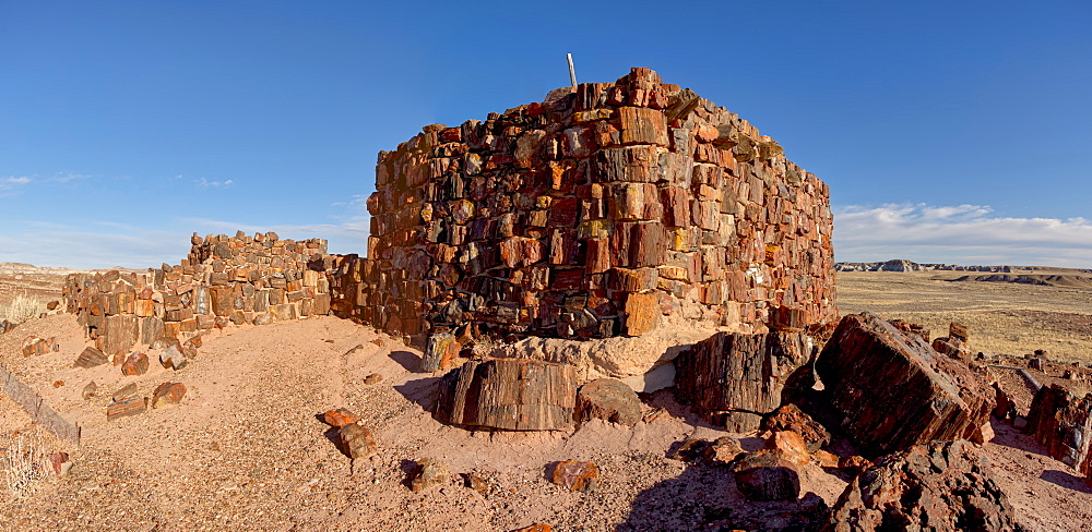 An Indian dwelling in Petrified Forest National Park called the Agate House, built between 1030AD and 1300AD, Arizona, United States of America, North America