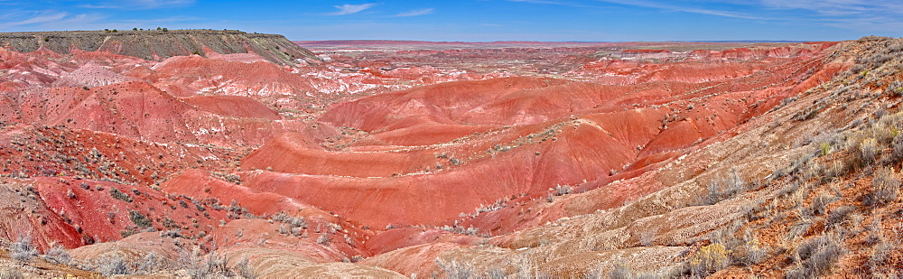 Panorama view of the Painted Desert from Tiponi Point in Petrified Forest National Park, Arizona, United States of America, North America