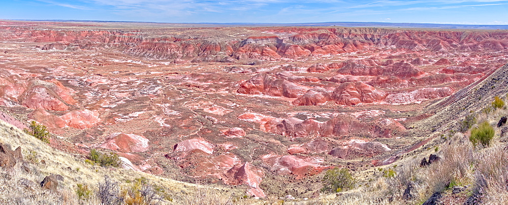 Panorama view of the Painted Desert from Tawa Point in Petrified Forest National Park, Arizona, United States of America, North America