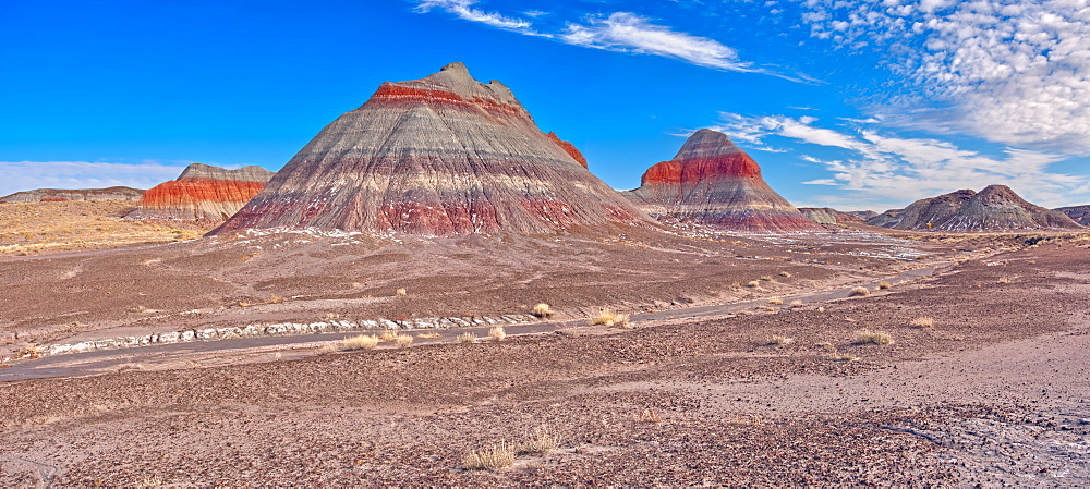 Huge formations of Bentonite Clay called the Teepees in the Petrified Forest National Park, Arizona, United States of America, North America