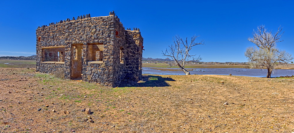 The ruins of a stone house built in the 1930s as part of a WPA Project in Paulden, abandoned at the start of WWII, Arizona, United States of America, North America