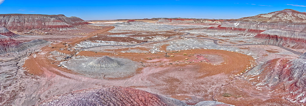 Salt covered hills of Bentonite in the Petrified Forest National Park along the Blue Forest Trail, Arizona, United States of America, North America