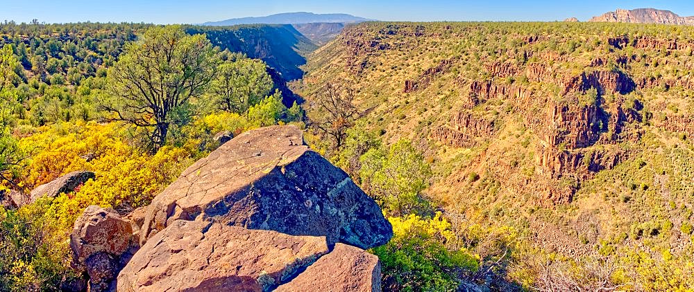 Panorama of Rattlesnake Canyon southeast of Sedona in the Wet Beaver Wilderness of Arizona.