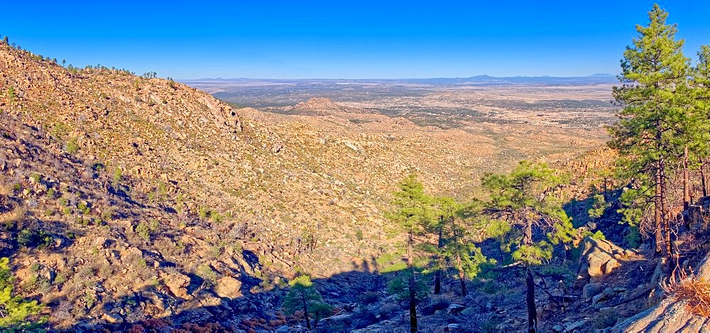 North view from the saddle of Granite Mountain in the Prescott National Forest of Arizona.