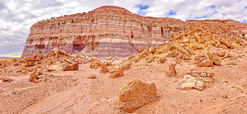 The eastern edge of the Clam Bed Mesa along the Red Basin Trail in Petrified Forest National Park, Arizona, United States of America, North America