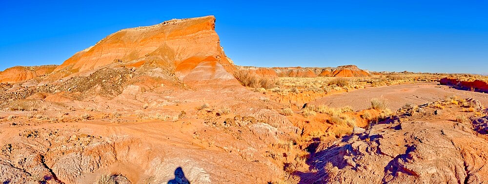 The landmark in Petrified Forest National Park called Squared Off Butte, a marker on the way to Onyx Bridge, Arizona, United States of America, North America