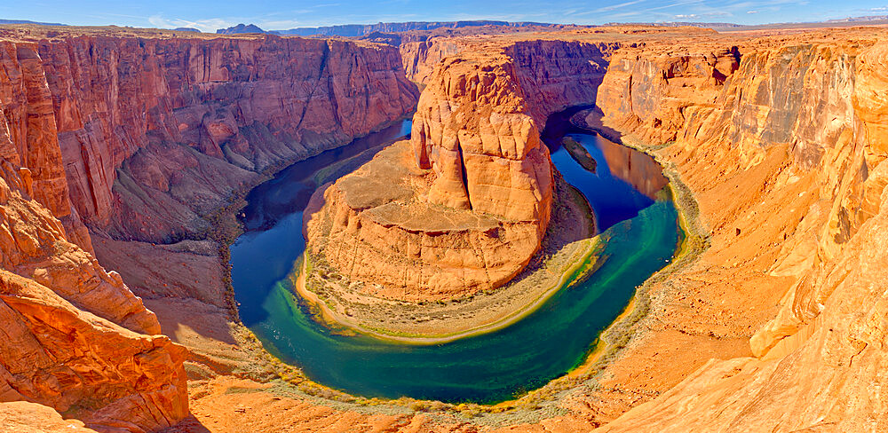 Classic panorama view of Horseshoe Bend just north of the main tourist overlook near Page, Arizona, United States of America, North America