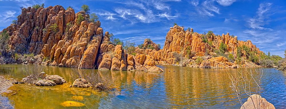 Panorama of a lagoon along the East Lake Shore Trail at Watson Lake in Prescott, Arizona, United States of America, North America