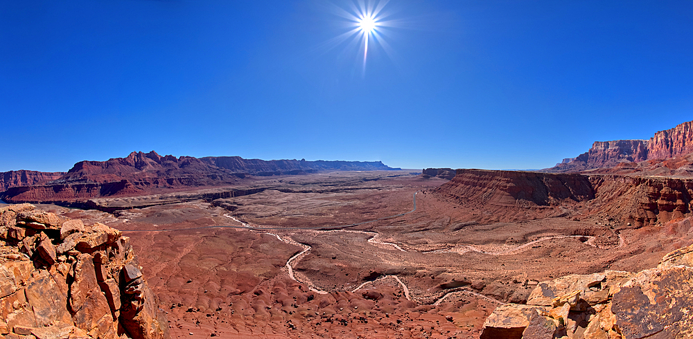 Panorama of Marble Canyon viewed from Johnson Point below the Vermilion Cliffs, Glen Canyon Recreation Area, Arizona, United States of America, North America