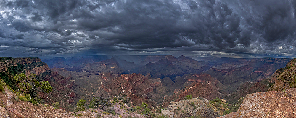 Panorama of storms crossing Grand Canyon viewed from Shoshone Point on the South Rim, Grand Canyon National Park, UNESCO World Heritage Site, Arizona, United States of America, North America