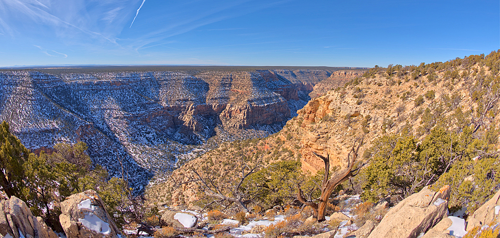 The cliffs of Waldron Canyon west of Hermits Rest in winter, Grand Canyon, Arizona, United States of America, North America