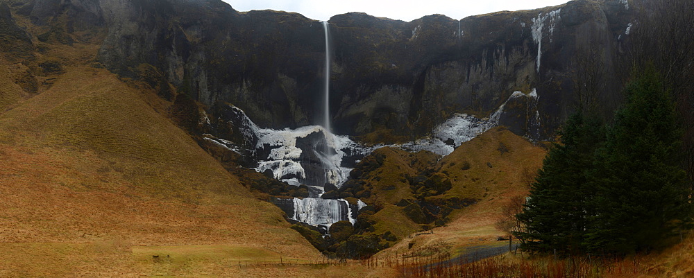 Panorama of waterfall, Iceland, Polar Regions