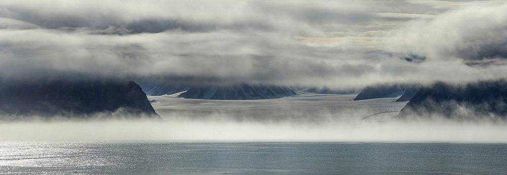 Panorama image of glacier terminus, Nunavut and Northwest Territories, Canada, North America