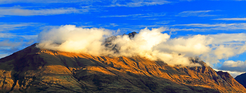 Evening light on Cecil Peak, near Queenstown, South Island, New Zealand