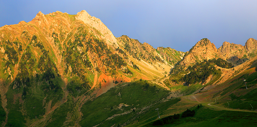 Panoramic views of the Pyrenees from Col Du Tourmalet 2115metres, France