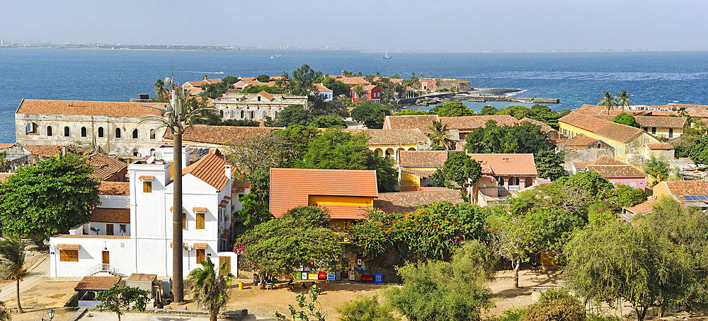 Panoramic over the village from the Castel, Ile de Goree (Goree Island), UNESCO, Dakar, Senegal, West Africa