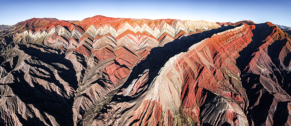 Layered colorful mountain rocks, Serrania de Hornocal, Humahuaca, Jujuy, Argentina