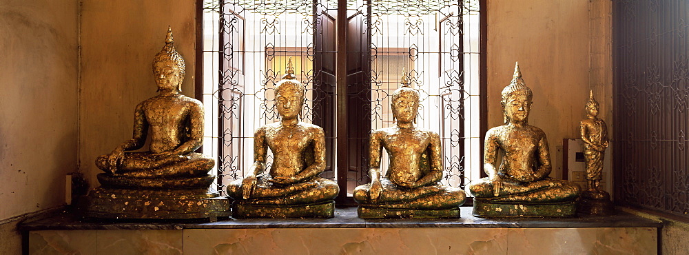 Statues of the Buddha covered in gold leaf, Bangkok, Thailand, Southeast Asia, Asia