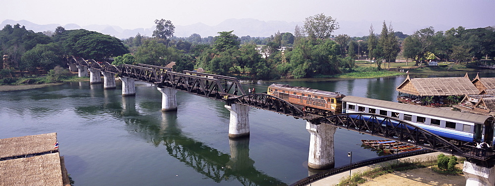 The Death Railway bridge on the River Kwai (Saphan Mae Nam Khwae Yai), Kanchanaburi, Kanchanaburi Province, Thailand, Southeast Asia, Asia