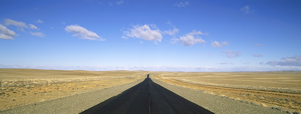 Long straight road, Patagonia, border area Argentina and Chile, South America