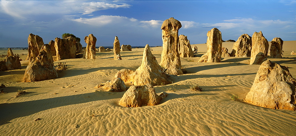 Panorma of eroded rock formations, The Pinnacle Desert, Nambung National Park, near Perth, Western Australia, Australia, Pacific