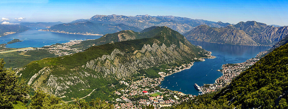 Boka Kotorska (Bay of Kotor), seen from top of Lovcen Mountain, Montenegro, Europe