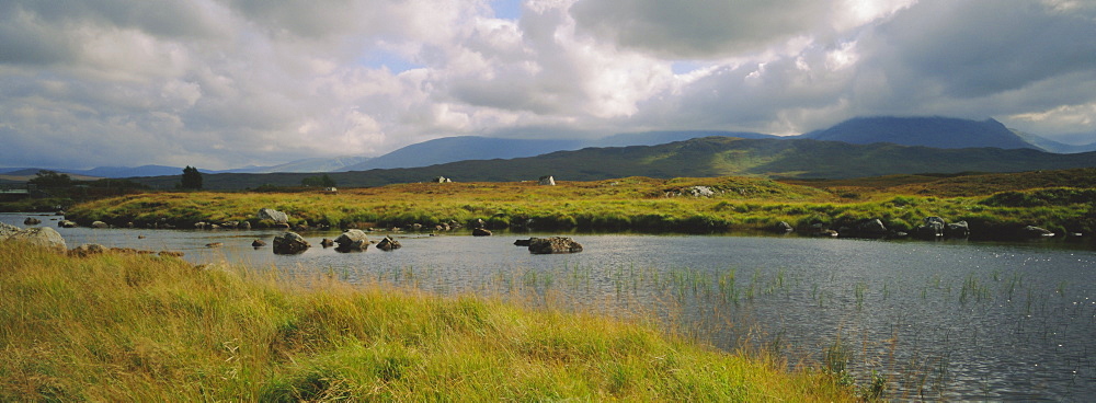 Lochan na h-Achlaise and the mountains of the Black Mount, Rannoch Moor, Strathclyde, Highlands Region, Scotland, UK, Europe