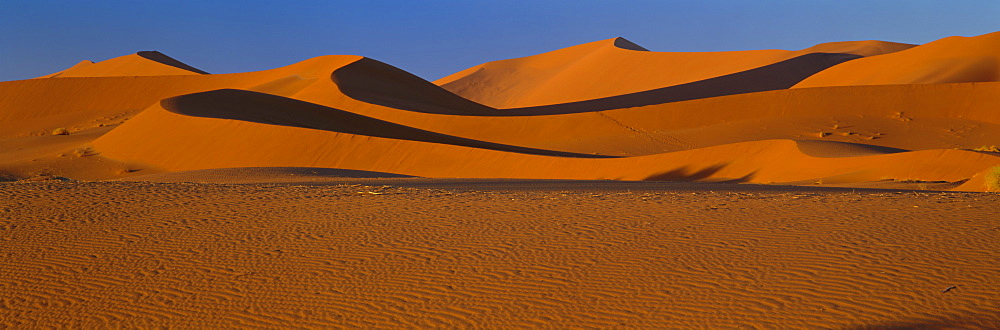 Panoramic view of dunes, Sossusvlei, Namib Desert, Namib Naukluft Park, Namibia, Africa