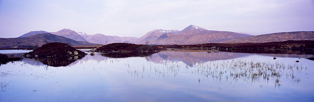 Lochain na h'Achlaise and Black Mount Hills, Rannoch Moor, Western Highlands, Scotland, United Kingdom, Europe