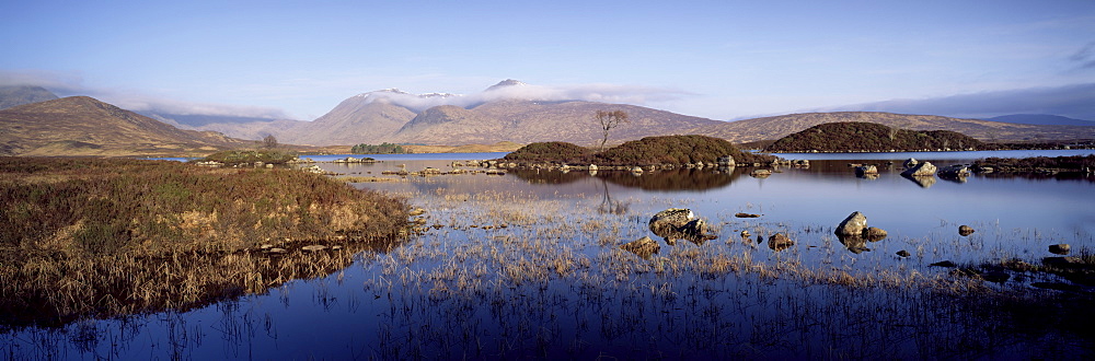 Lochain na h'Achlaise and Black Mount Hills, Rannoch Moor, Western Highlands, Scotland, United Kingdom, Europe