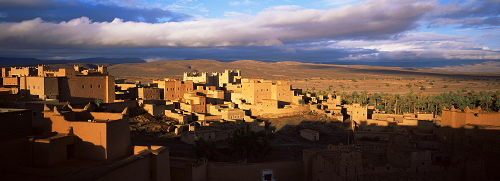 Kasbah bathed in storm light, Nkob, Morocco, North Africa, Africa