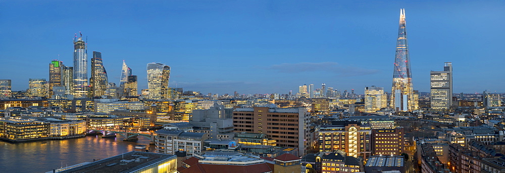 Panorama of the City of London and The Shard, London, England, United Kingdom, Europe