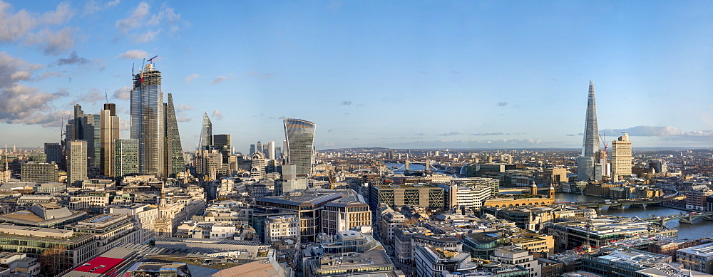 Panorama of the City of London and The Shard, London, England, United Kingdom, Europe