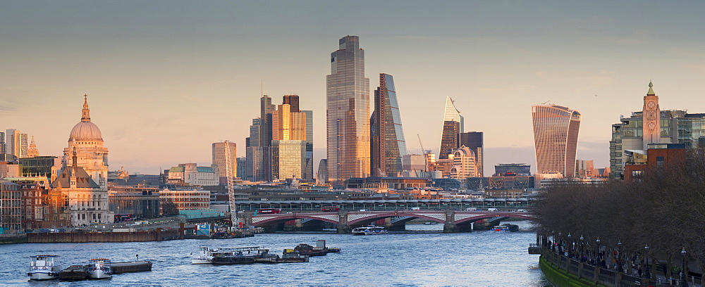 City of London, Square Mile, panorama shows completed 22 Bishopsgate tower, London, England, United Kingdom, Europe