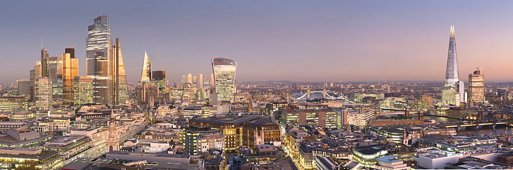 City of London, Square Mile, panorama shows completed 22 Bishopsgate tower, London, England, United Kingdom, Europe