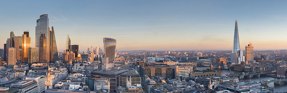 City of London, Square Mile, panorama shows completed 22 Bishopsgate tower, London, England, United Kingdom, Europe