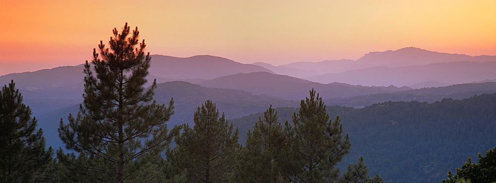 Mountains at dusk, near Zonza, southern Corsica, France, Europe