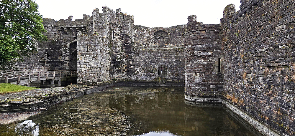 Panorama of Beaumaris Castle, UNESCO World Heritage Site, Anglesey, Wales, United Kingdom, Europe