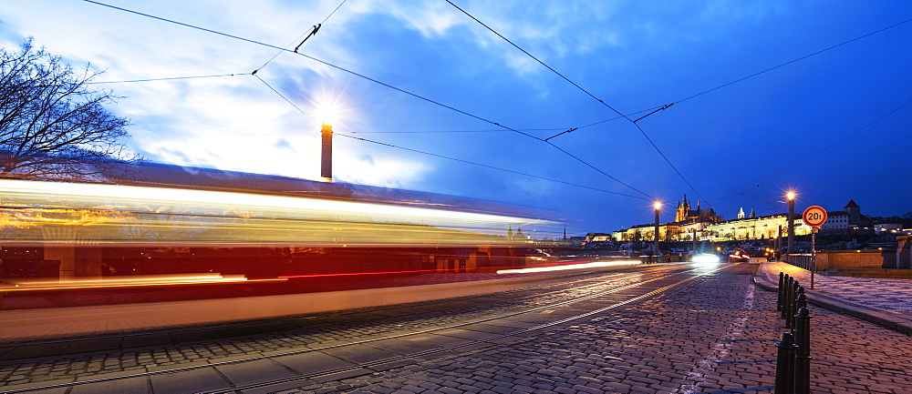 Tram lights, Prague Castle, Prague, Czech Republic, Europe