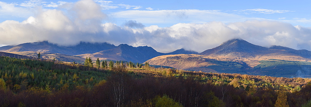 View of Goatfell and the Northern Mountains, Isle of Arran, North Ayrshire, Scotland, United Kingdom, Europe