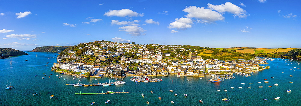 Aerial view of Salcombe on the Kingsbridge Estuary, Devon, England, United Kingdom, Europe