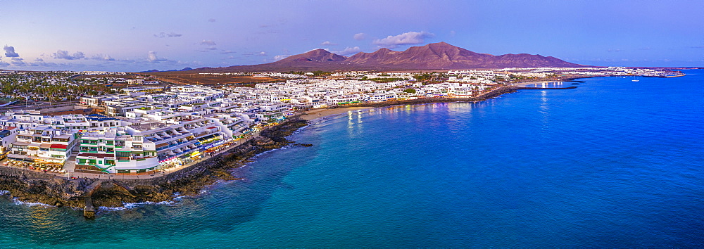 Playa Blanca at dusk, Lanzarote, Canary Islands, Spain, Atlantic, Europe