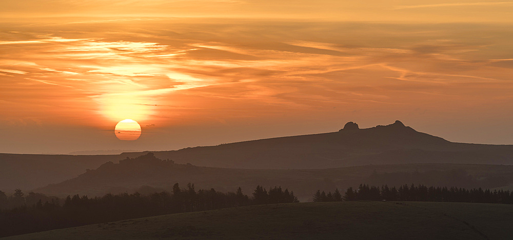 Sunrise over Hay Tor in Dartmoor National Park, Devon, England, United Kingdom, Europe