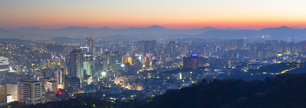 View of Seoul at dawn, Seoul, South Korea, Asia