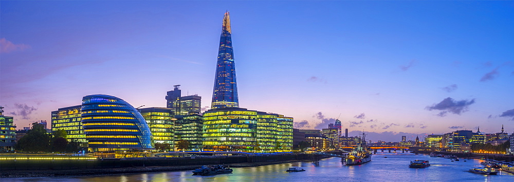 The Shard and City Hall by River Thames, Southwark, London, England, United Kingdom, Europe