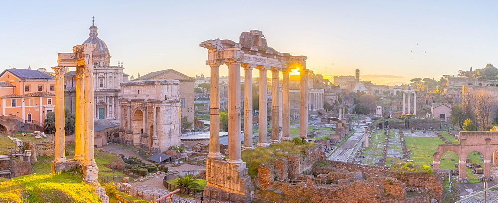 Forum at sunrise, UNESCO World Heritage Site, Rome, Lazio, Italy, Europe