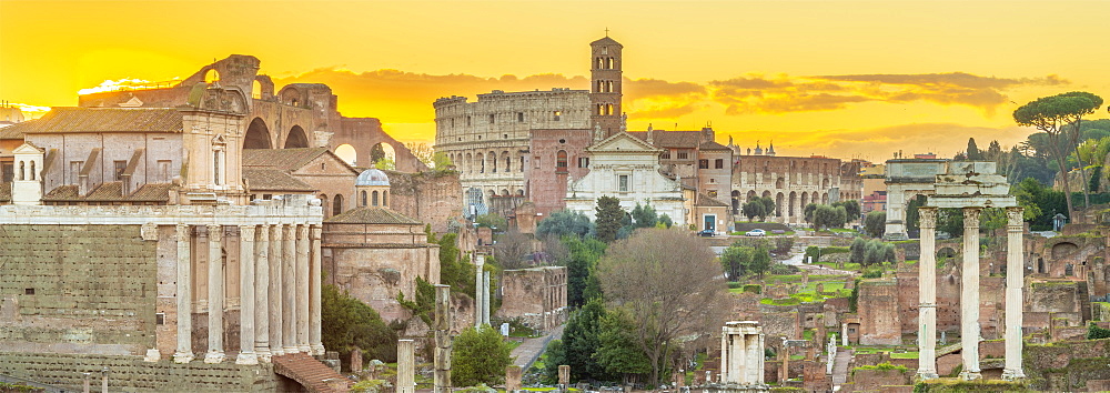 Forum at sunrise, UNESCO World Heritage Site, Rome, Lazio, Italy, Europe