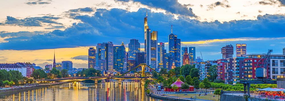 City skyline and River Main, Frankfurt am Main, Hesse, Germany, Europe